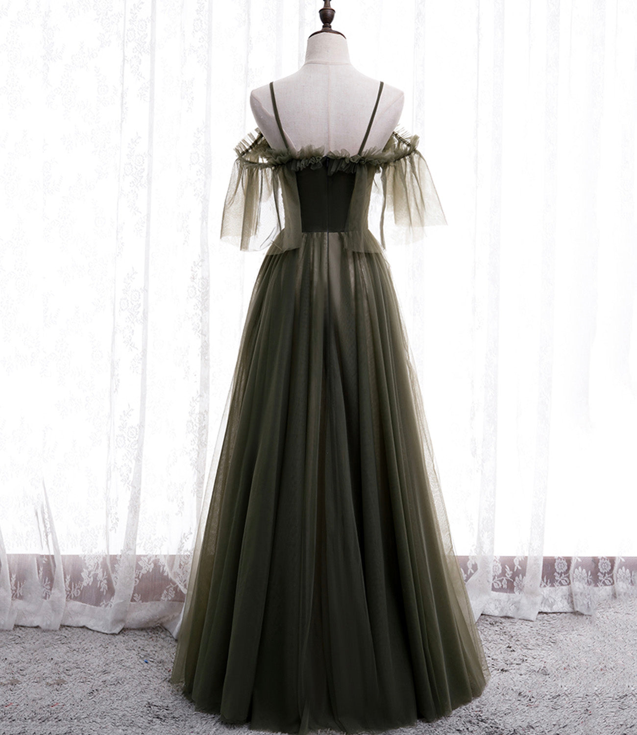 Simple tulle long A line prom dress evening dress  8930