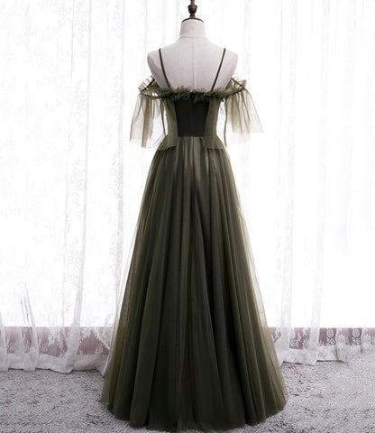 Simple tulle long A line prom dress evening dress  8930