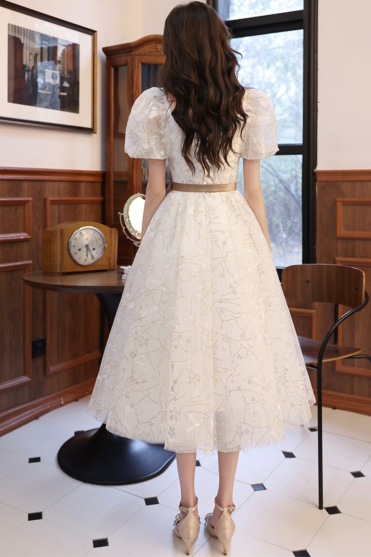 Sweet A line sequins short prom dress  8677