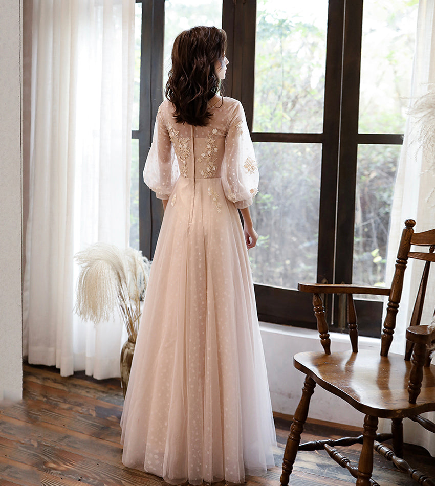 Cute tulle lace long sleeve dress evening dress  8536