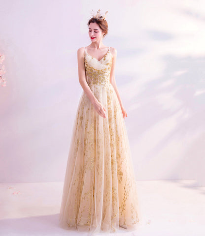 Elegant tulle sequins long A line prom dress evening dress  8832