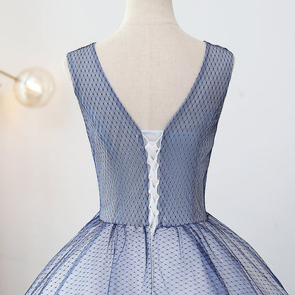 Blue v neck sequins long ball gown dress formal dress  8913