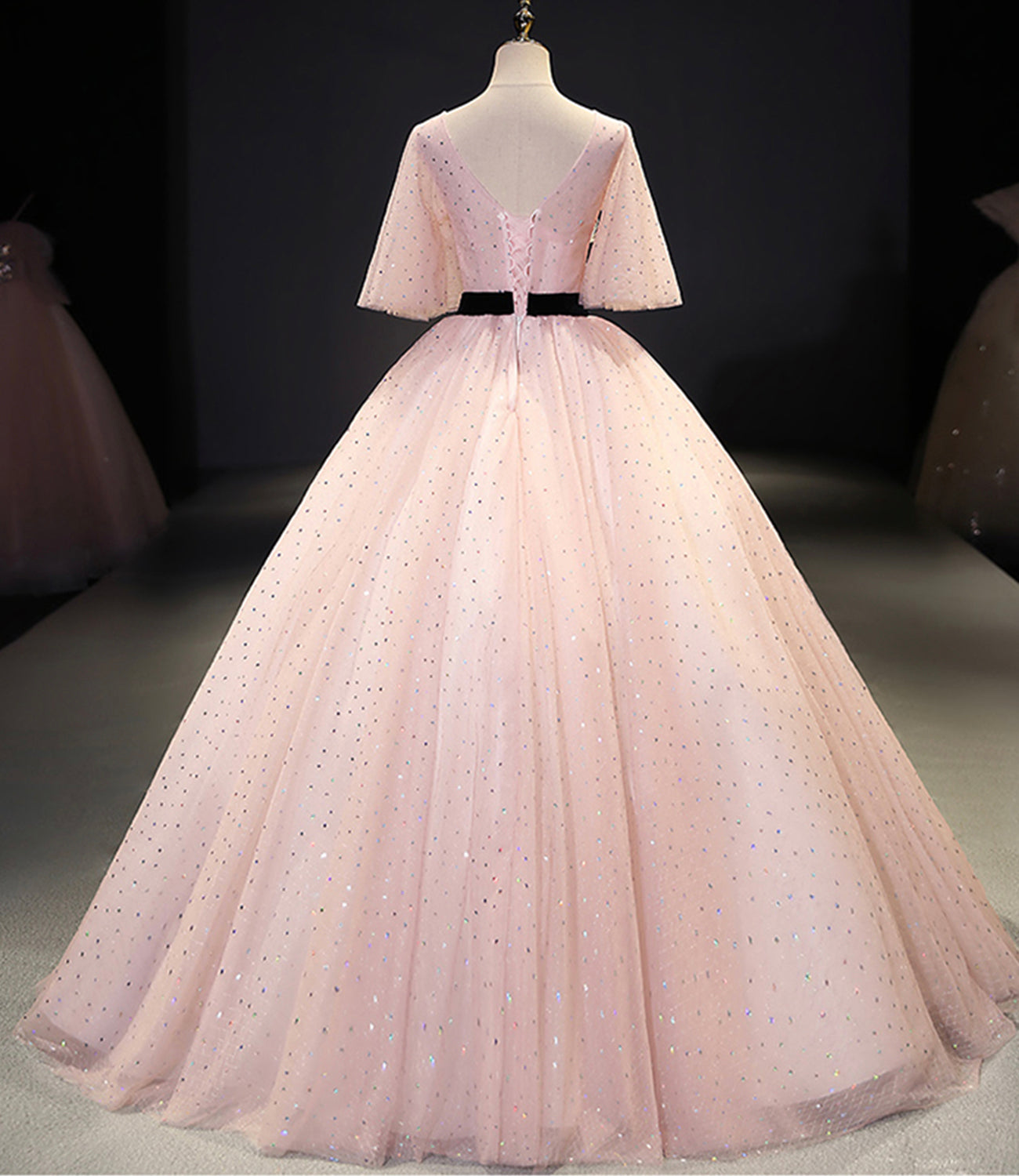 Pink tulle lace long ball gown dress fahion dress  8723
