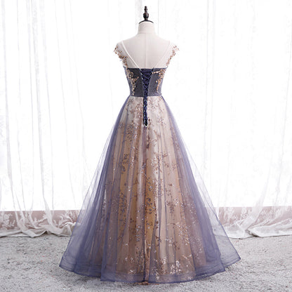 Stylish tulle sequins long prom dress formal dress  8368