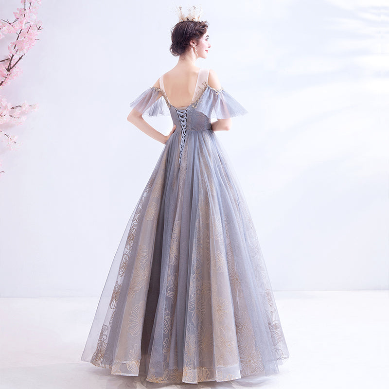 Stylish tulle sequins long prom dress formal dress  8247