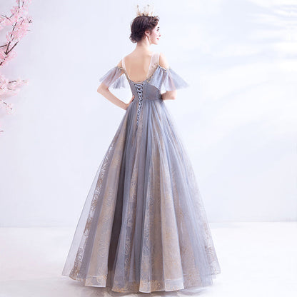 Stylish tulle sequins long prom dress formal dress  8247