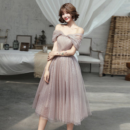 Cute tulle sequins short prom dress  8160