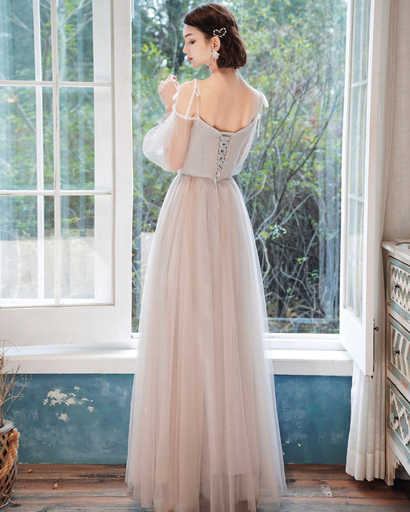 Elegant lace long A line prom dress evening dress  8413