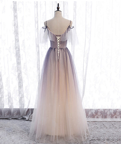 A line tulle lace long prom dress evening dress  8375