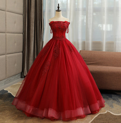 Black tulle lace long prom gown, cheap evening dress  8137