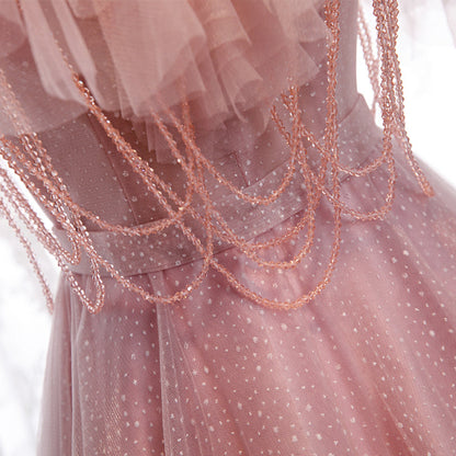 Cute tulle long prom dress evening dress  8174