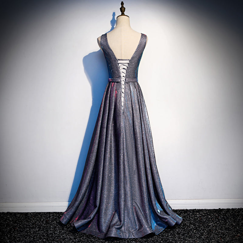Elegant satin long prom dress, evening dress  7974