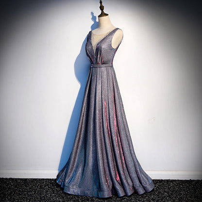 Elegant satin long prom dress, evening dress  7974