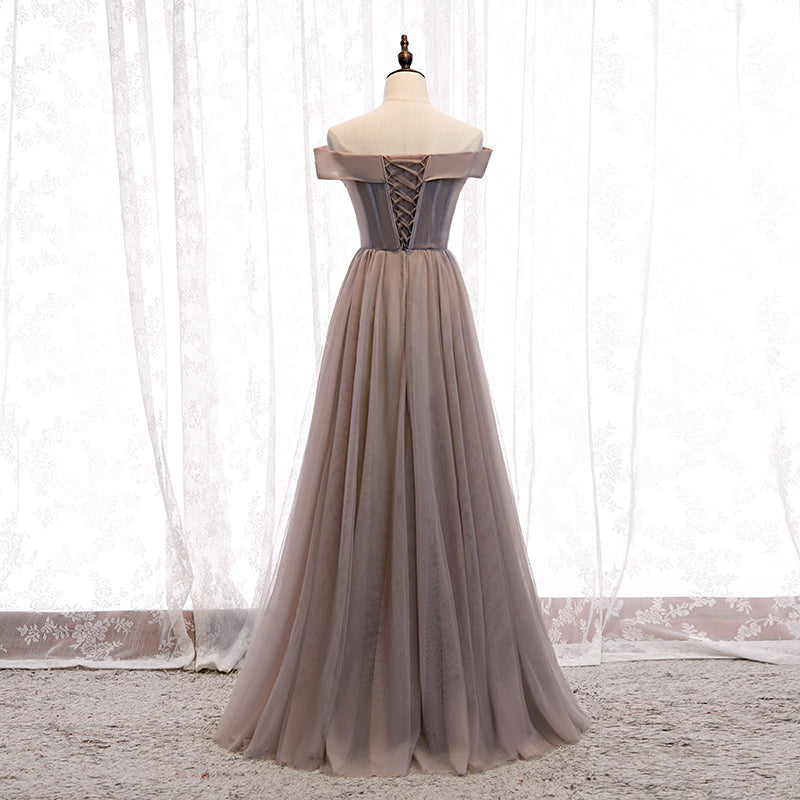Elegant tulle lace long prom dress  8320