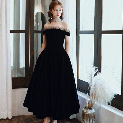 Burgundy velvet short prom dress party dress  8344