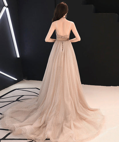 Simple v neck tulle long ball gown dress formal dress  8373
