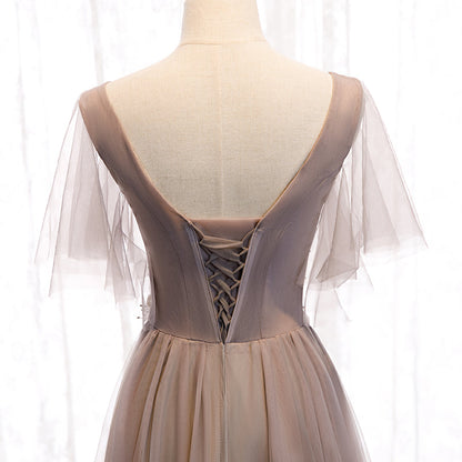 A line v neck lace long prom dress  8319