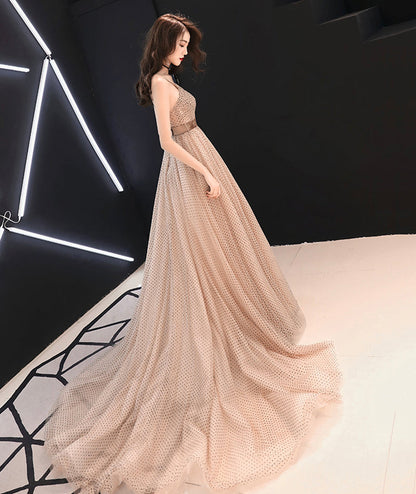 Simple v neck tulle long ball gown dress formal dress  8373