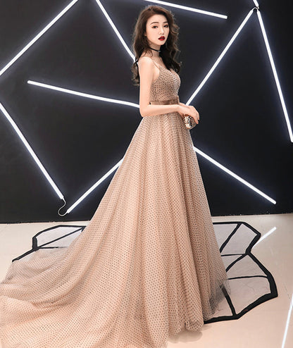 Simple v neck tulle long ball gown dress formal dress  8373