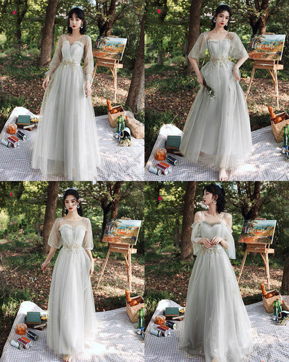 Cute tulle long A line prom dress evening dress  8867