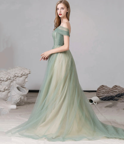 Cute tulle long A line prom dress evening dress  8791