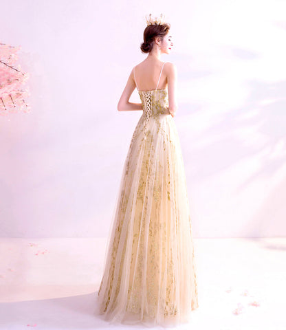 Elegant tulle sequins long A line prom dress evening dress  8832