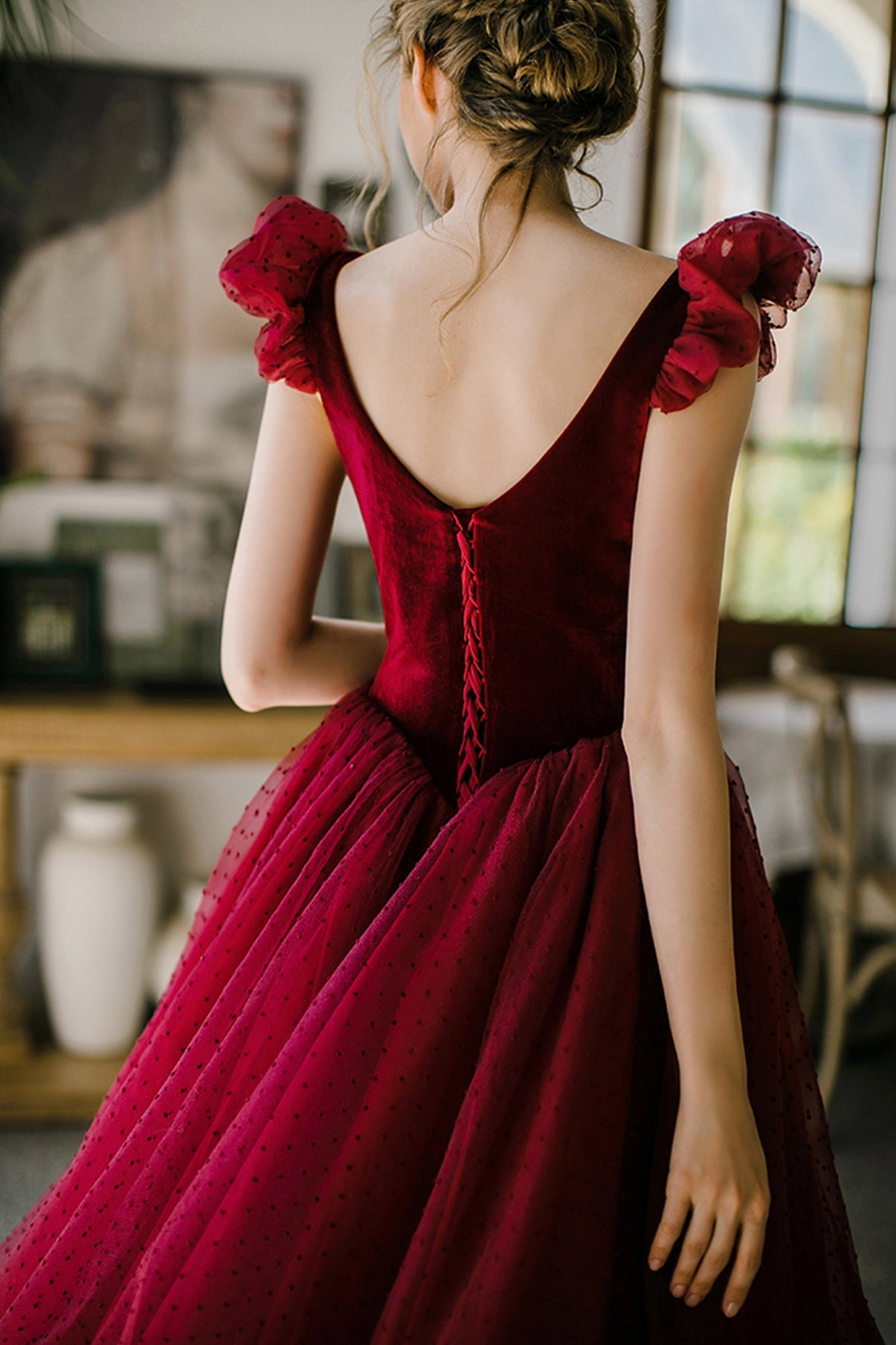 Pink/Red Cute A-line Long Prom Dress Evening Dress Graduation Party Dress 8646