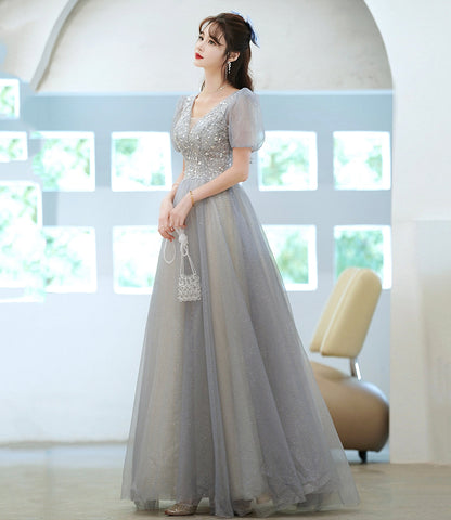 ray tulle beads long prom dress evening dress  8967