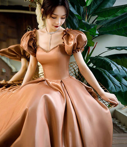 Lovely A line satin long prom gown princess dress  8958