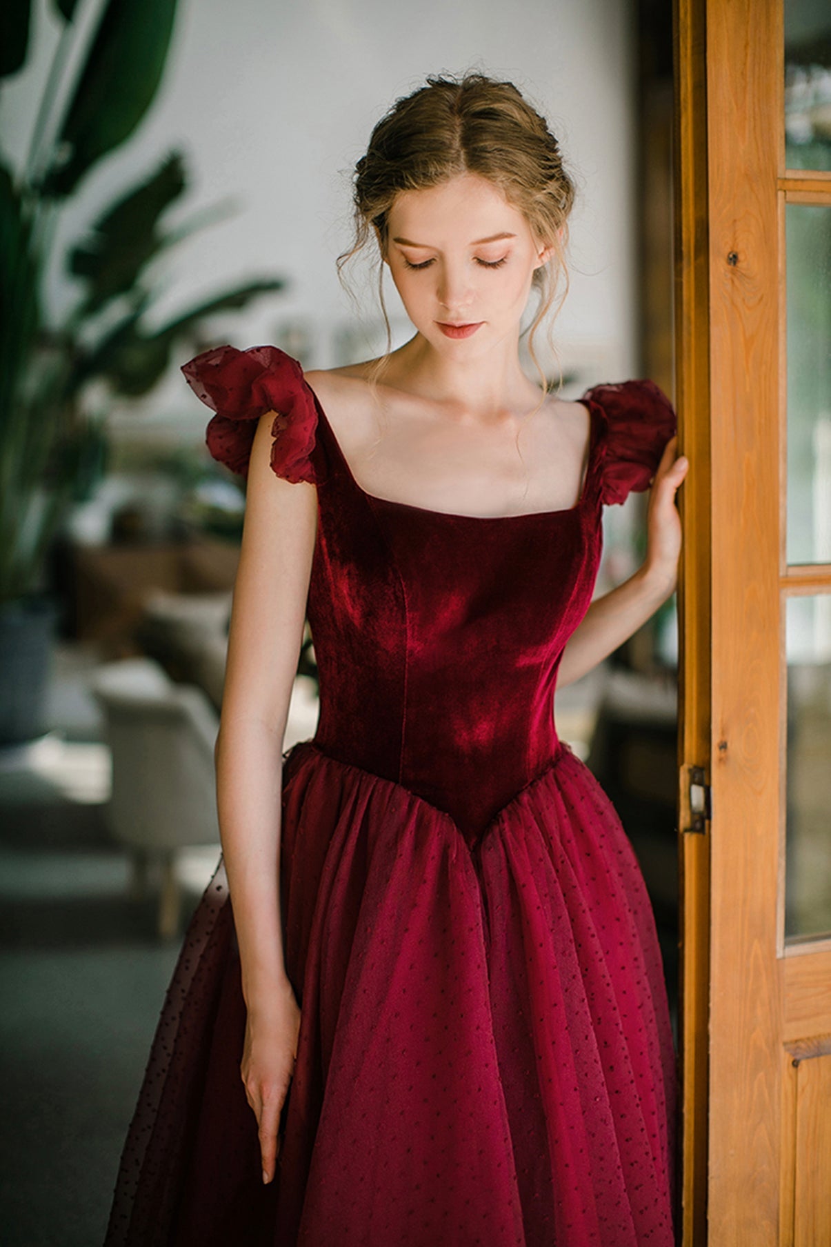 Pink/Red Cute A-line Long Prom Dress Evening Dress Graduation Party Dress 8646