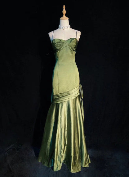 Los mejores vestidos de fiesta verdes de sirena sin tirantes, vestido largo de gala para cumpleaños