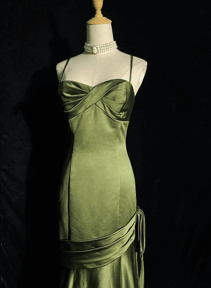 Los mejores vestidos de fiesta verdes de sirena sin tirantes, vestido largo de gala para cumpleaños