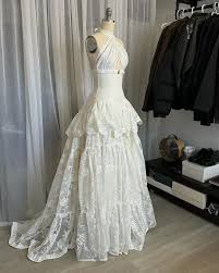 Vestido de novia vintage de encaje blanco, sin mangas y cuello halter, vestido de noche TP1825