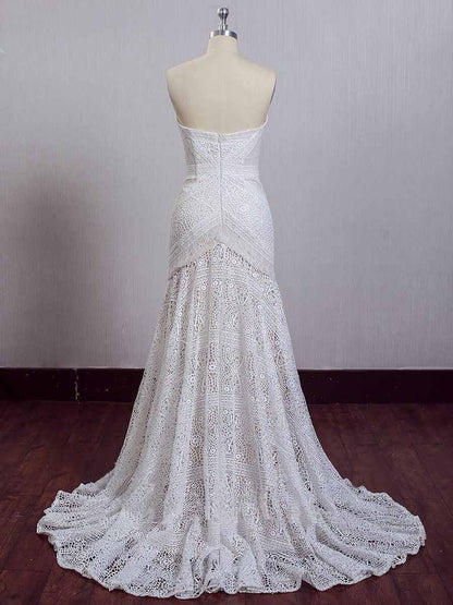 Ivory Lace Beach Wedding Dresses Sweetheart Neck Wedding Dresses,AST1215