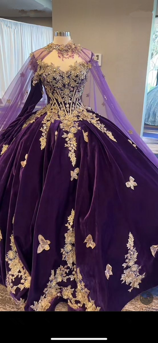 Vestidos de quinceañera de lujo de princesa morada, vestido de baile para dulces 16