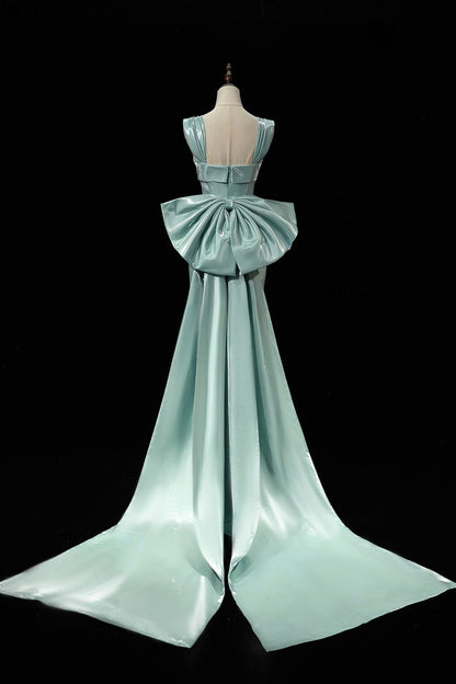 Mermaid Satin Long Prom Dress, Mermaid Evening Party Dress