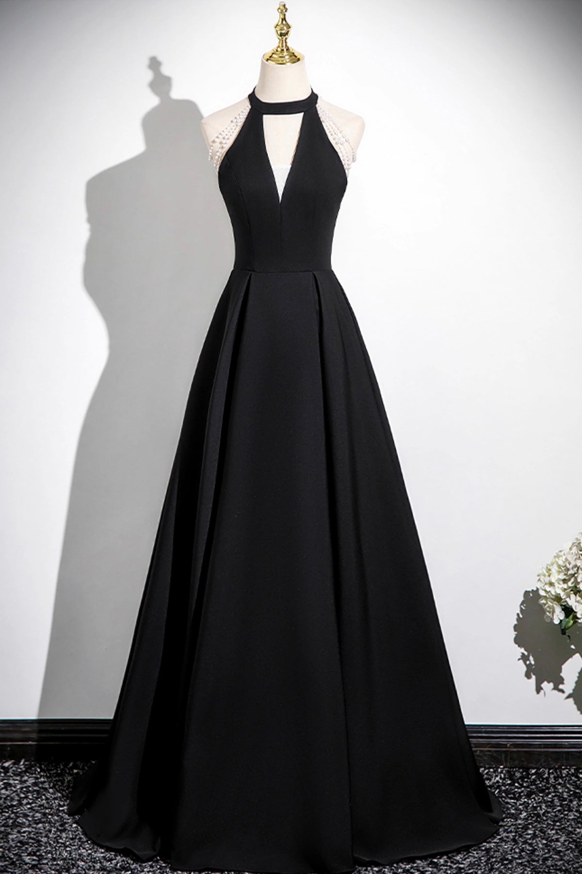 Black A-Line Prom Dress, Elegant A-Line Evening Party Dress