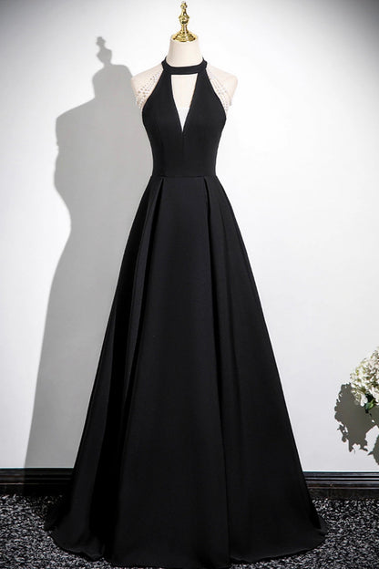 Black A-Line Prom Dress, Elegant A-Line Evening Party Dress