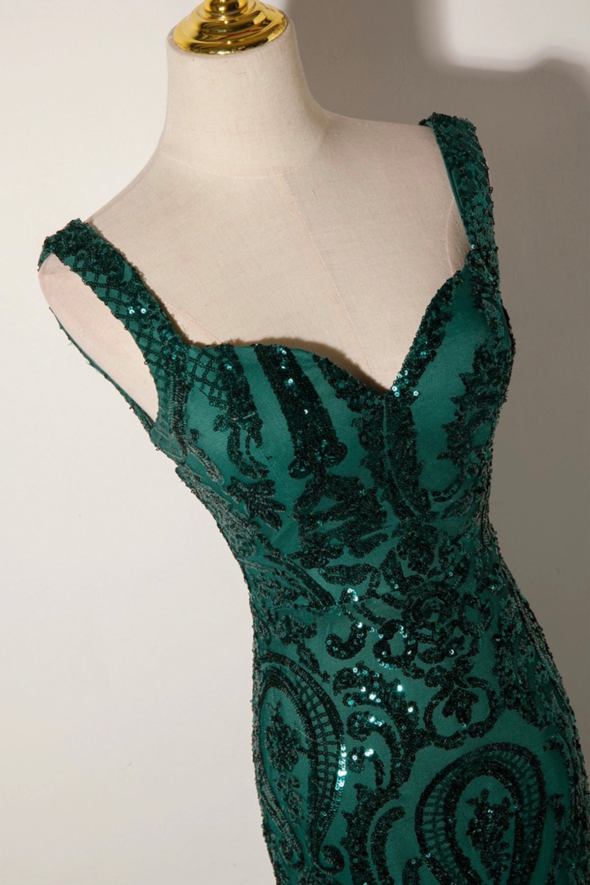 Mermaid Sequins Long Prom Dress, Green Backless Evening Party Dress
