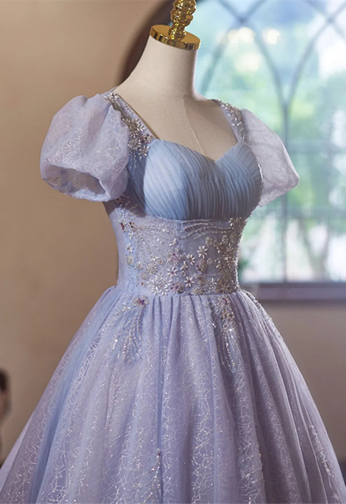 Cute Light Purple Short Sleeves Homecoming Dress, Light Purple Party Dress TP1042