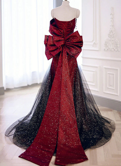Black And Red Long Party Dress Prom Dress, Sweetheart Satin Evening Dress Formal Dress TP1068