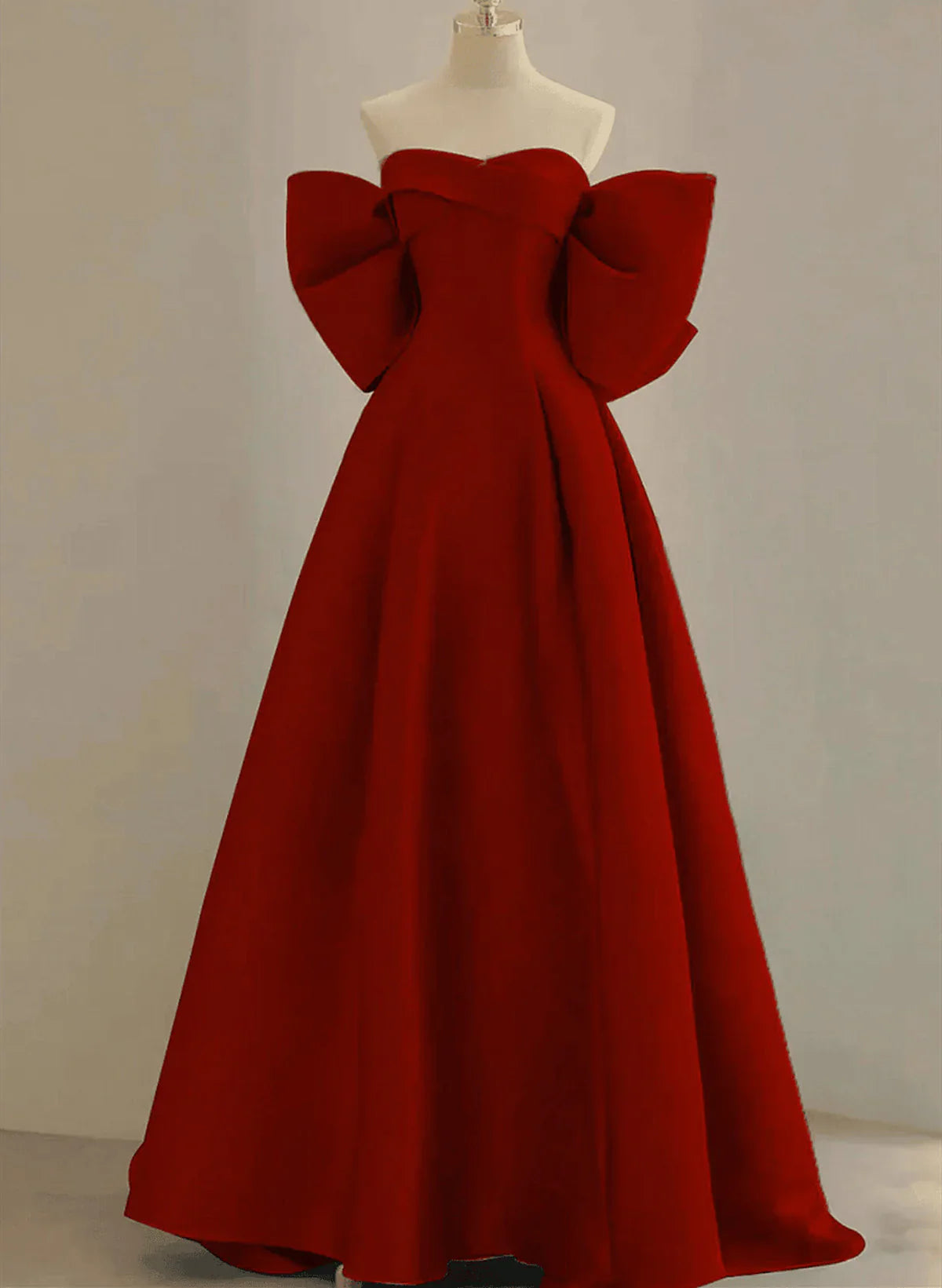 Vestido de fiesta largo de satén rojo vino con escote en forma de corazón y corte A, vestido de noche rojo vino TP1076