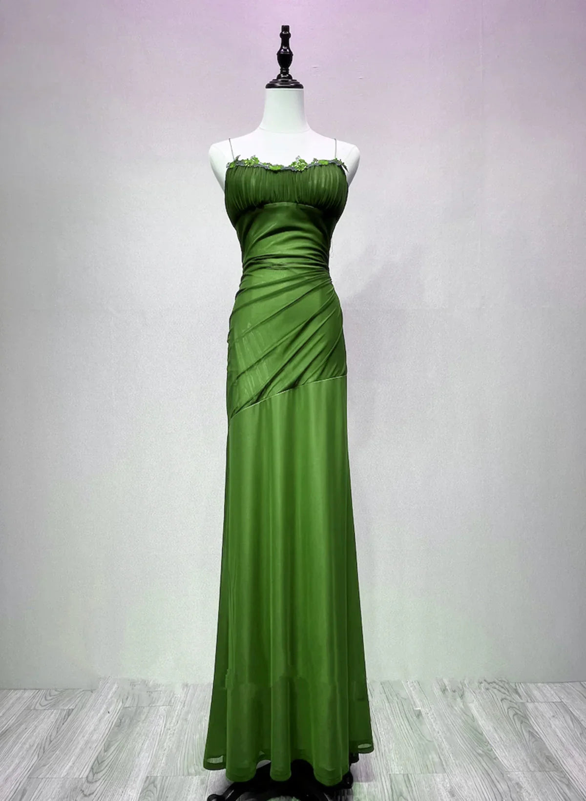 Green Spandex Straps Formal Dress, Green Evening Dress Prom Dress TP1086