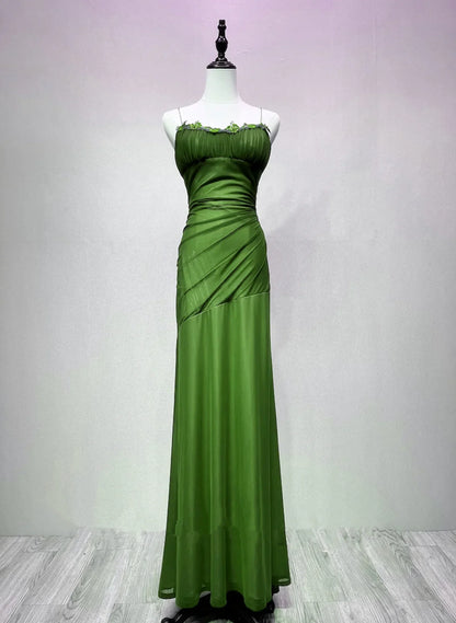 Green Spandex Straps Formal Dress, Green Evening Dress Prom Dress TP1086