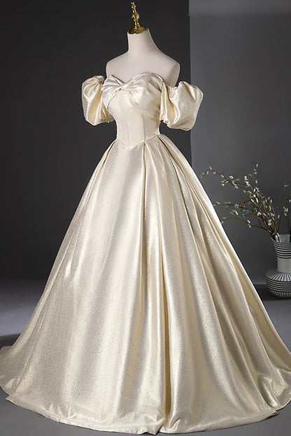 Elegant Gold Glitter Long Prom Dresses, Beautiful Off the Shoulder Formal Dresses TP153