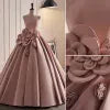 Vestido de fiesta largo de satén rosa sin tirantes, precioso vestido de noche de corte A TP357