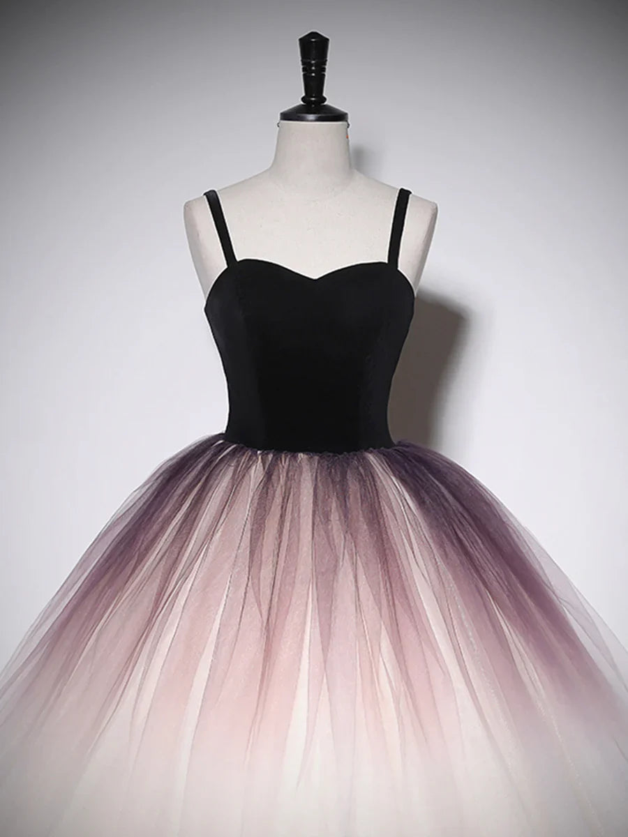 Precioso vestido de noche formal largo de tul degradado con escote corazón y corte A TP439