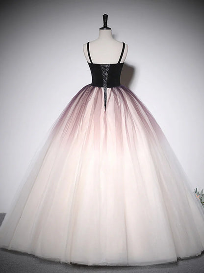Precioso vestido de noche formal largo de tul degradado con escote corazón y corte A TP439