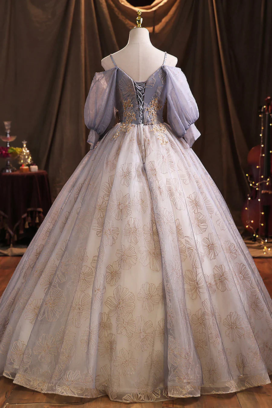 Vestido de fiesta largo de tul morado con lentejuelas, corte A, TP496