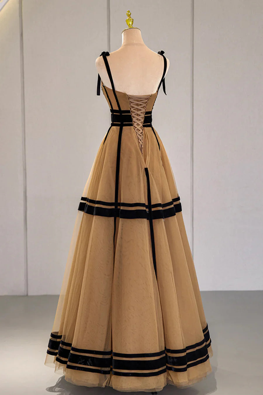 Elegante vestido de fiesta largo de tul, corte A, TP566